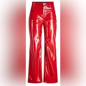 JJXX Kenya High Waist Straight Faux Leather Pants, Red, sz S